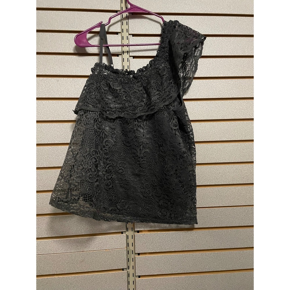 Maurices Black Lace One Shoulder Ruffle Tiered Party Cocktail‎ Dress